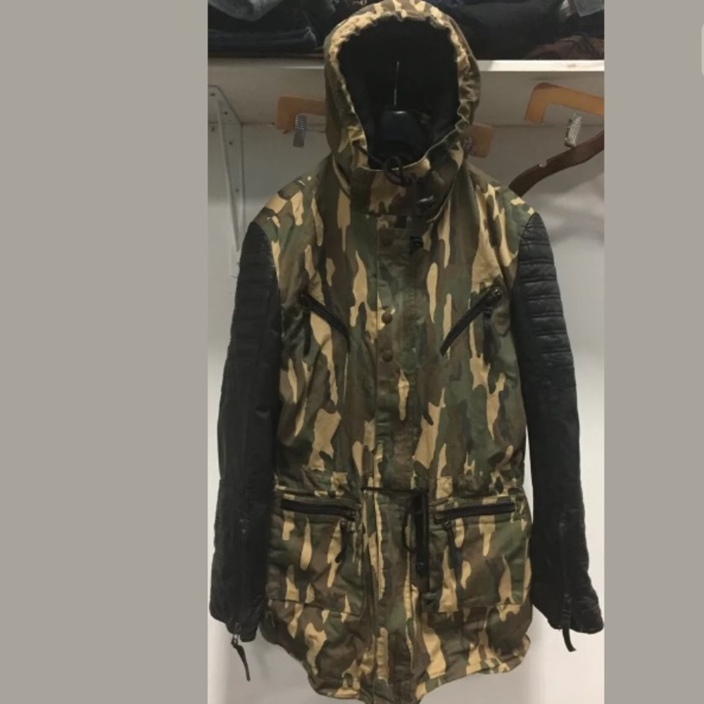 NWT ROCKSTARS & ANGELS LEATHER ARM USA ARMY jacket camouflage coat